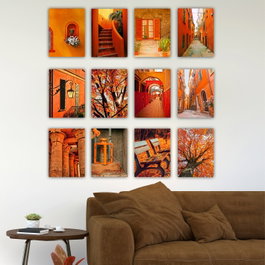 Wallity Set de 12 Cuadros Decorativos MDF Multicolor de 20 x 15 cm